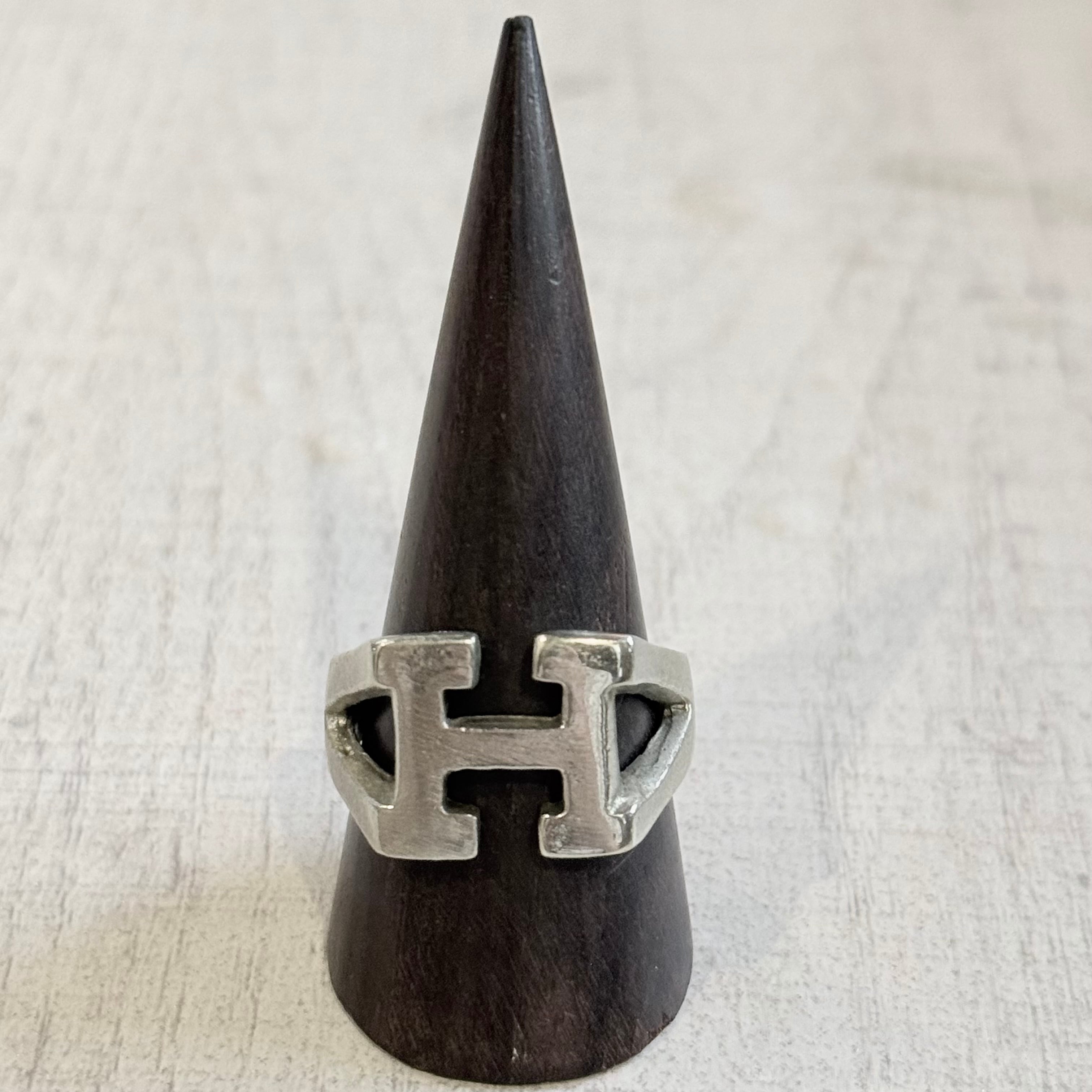 INITIAL LETTER H RING-SILVER925-イニシャルリング INITIAL BLOCK LETTER H RING-SILVER925-イニシャルリング