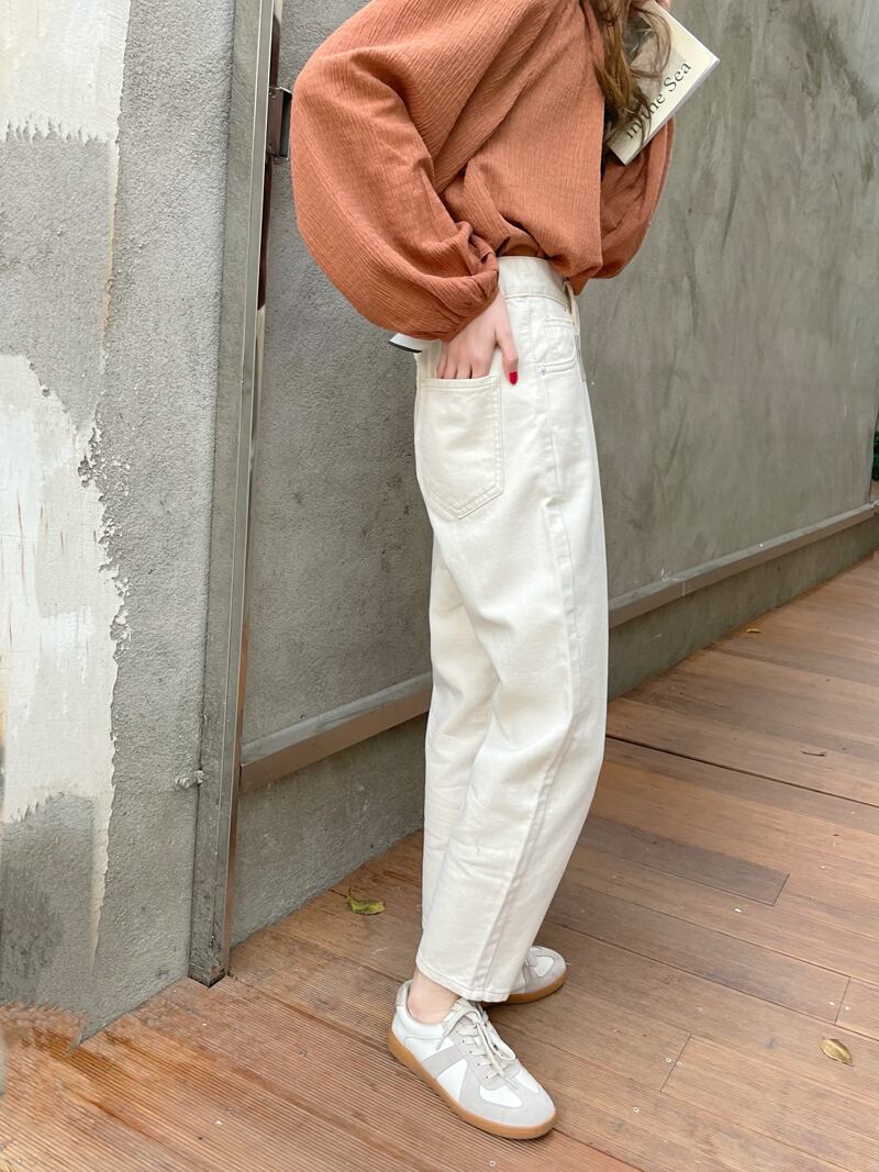 パンツ ルーズ薄手ホワイトジーンズ スプリングレディース 春物 ビッグFスモールZ韓国57100355201