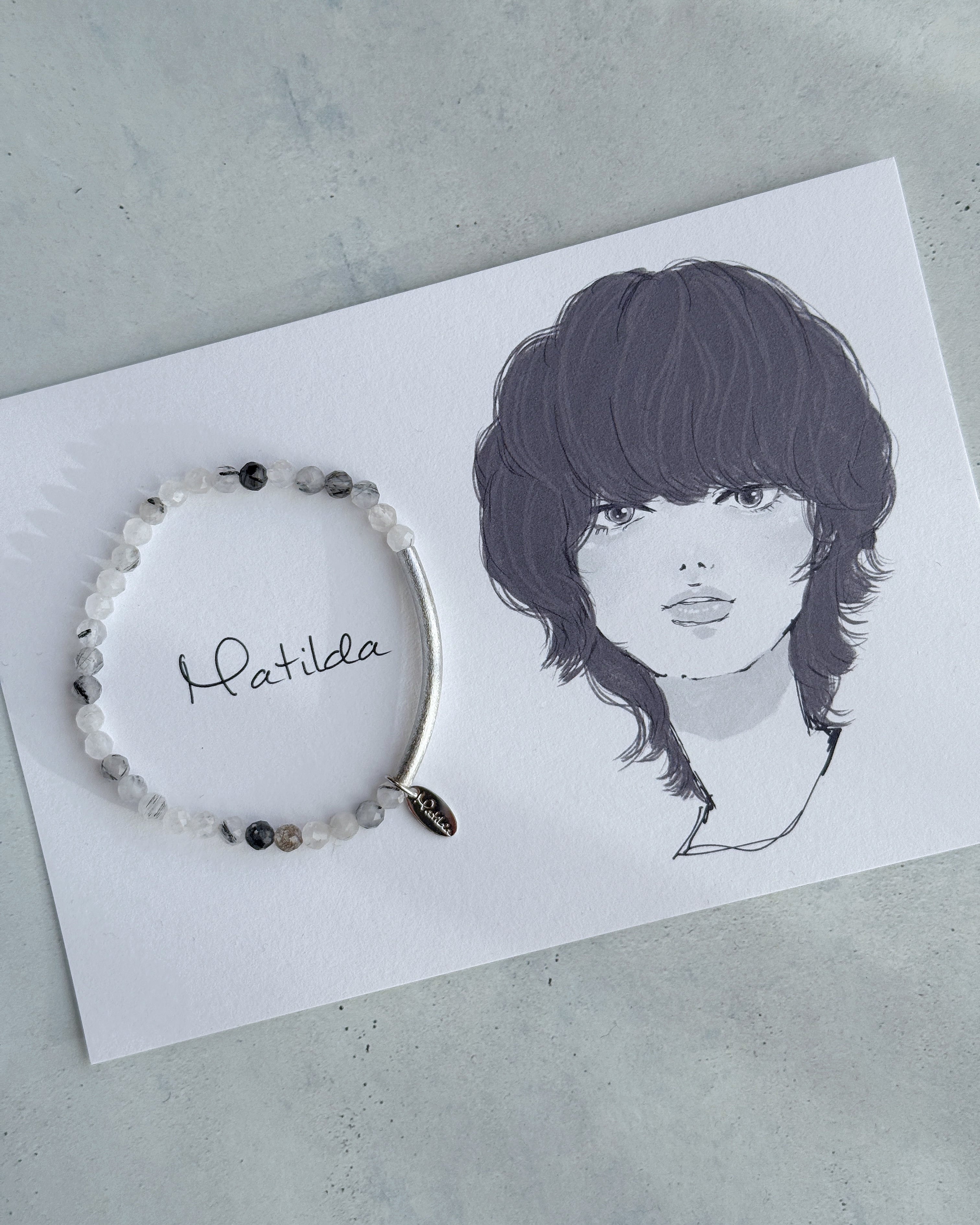 【再販】Tube & stone bracelet(ブラックルチルクォーツ)