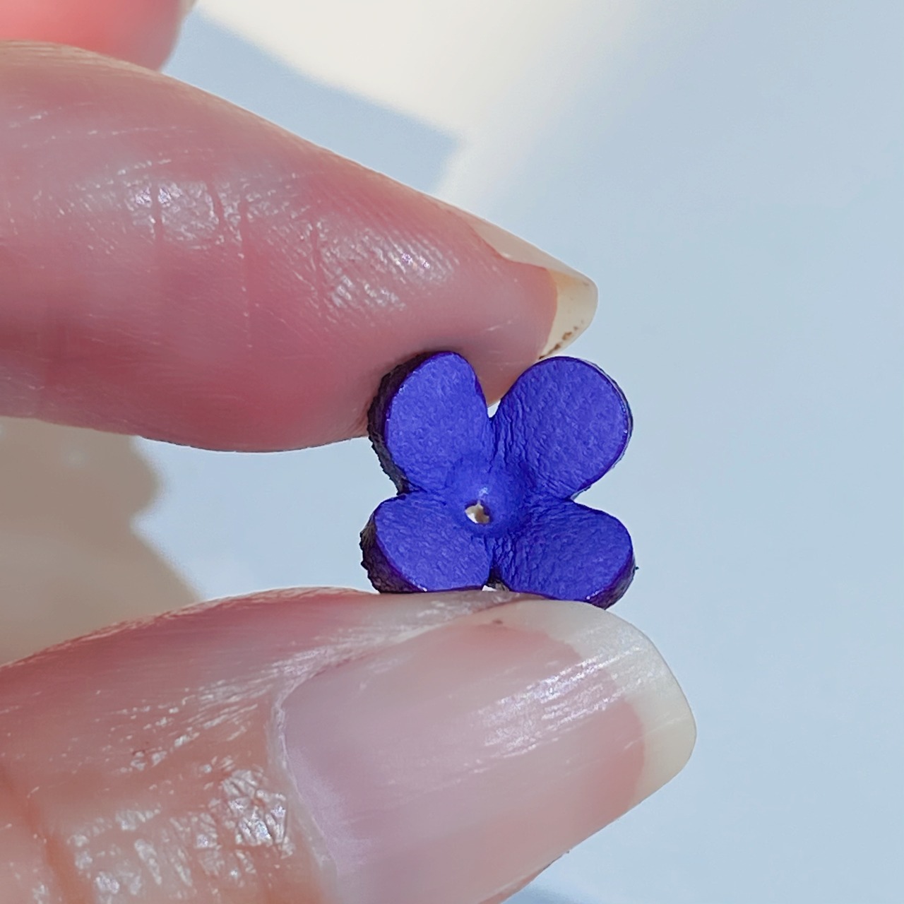 【3D立体レザーフラワー】カランコエ　9mm(ペールパープル）2個入 - 5