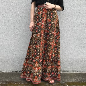 【USED】70s Vintage 花柄 エスニック ロング ティアード スカート