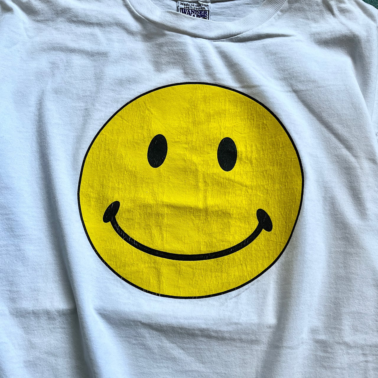 90年代 USA製 WANDER WEAR スマイル ニコちゃん プリントTシャツ 