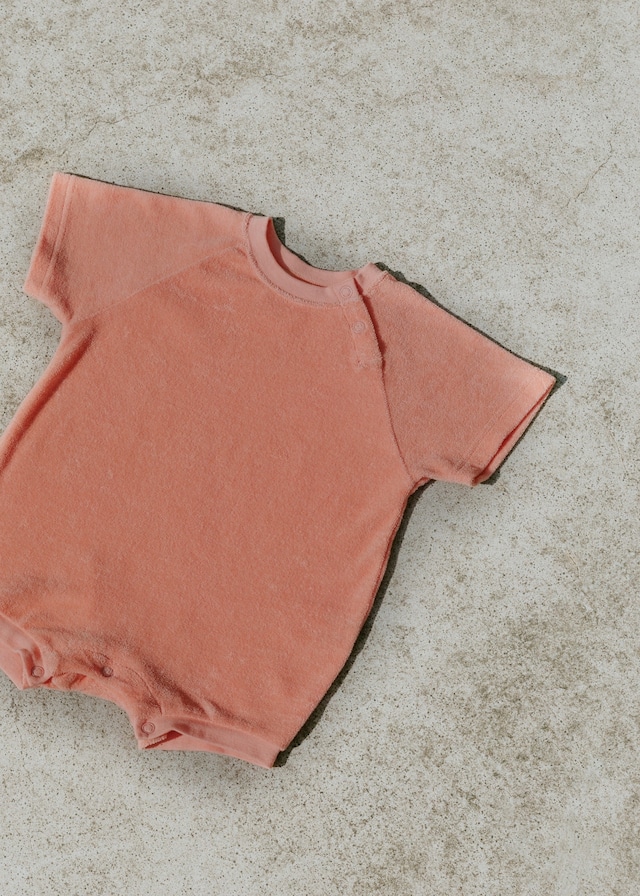 ORGANIC COTTON PILE COVERALL - CORAL