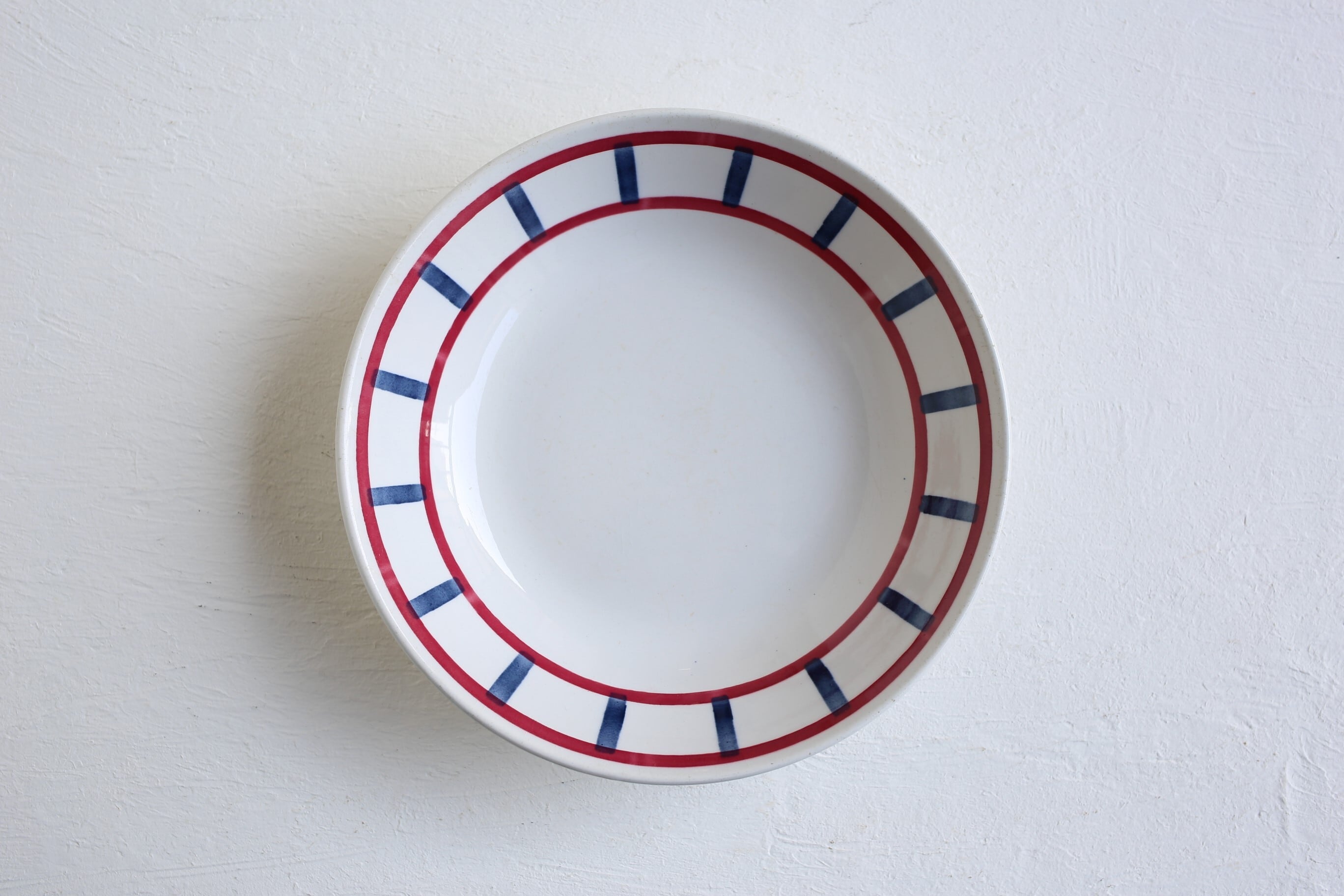 フランス アンティーク ヴィンテージ Badonviller バドンヴィレー 『バスク柄』 深皿 スープ皿 N-02402f