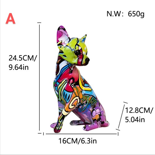 チワワ フィギュア グラフィティアート ストリートアート 樹脂製 置物 インテリア雑貨 アート オブジェ モダン ポップアート カラフル 犬 動物 オーナメント