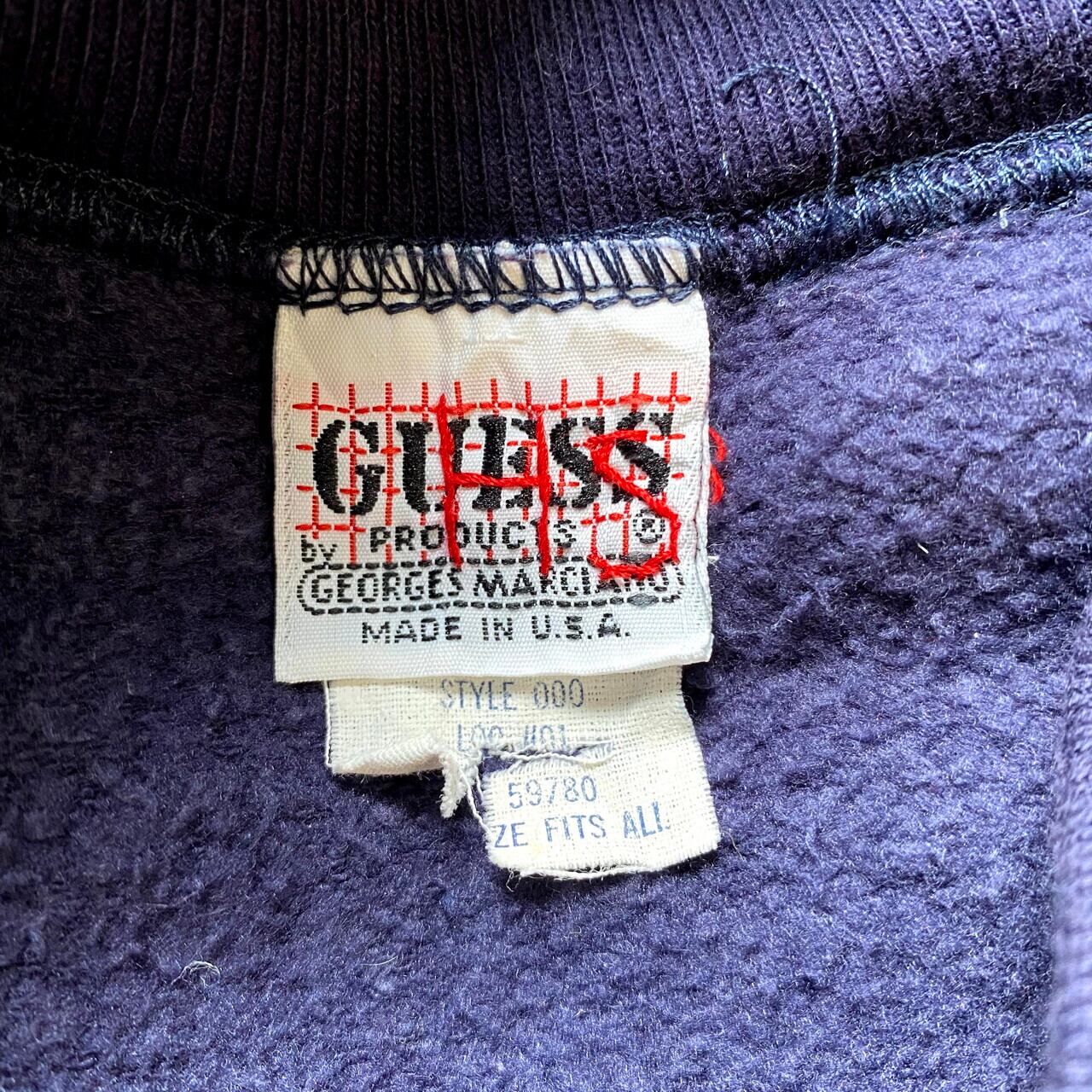 80年代 GUESS ゲス フロントロゴプリント モックネック スウェットシャツ メンズS-M相当 レディースM-L相当 古着 USA製 ハイネック  80S ビンテージ ヴィンテージ トレーナー ネイビー 紺色【スウェット】 | cave 古着屋【公式】古着通販サイト powered by BASE