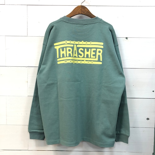 THRASHER(スラッシャー) GENUINE L/S Tee  ロングスリーブTシャツ  スモーキーグリーン TH8327 ロンT 長袖