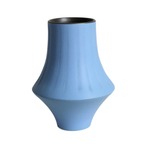 花瓶 ライトブルー リブ模様 縦ライン フラワーベース 陶器 モダン 装飾 花器 ブルー系 北欧 インテリア ユニーク