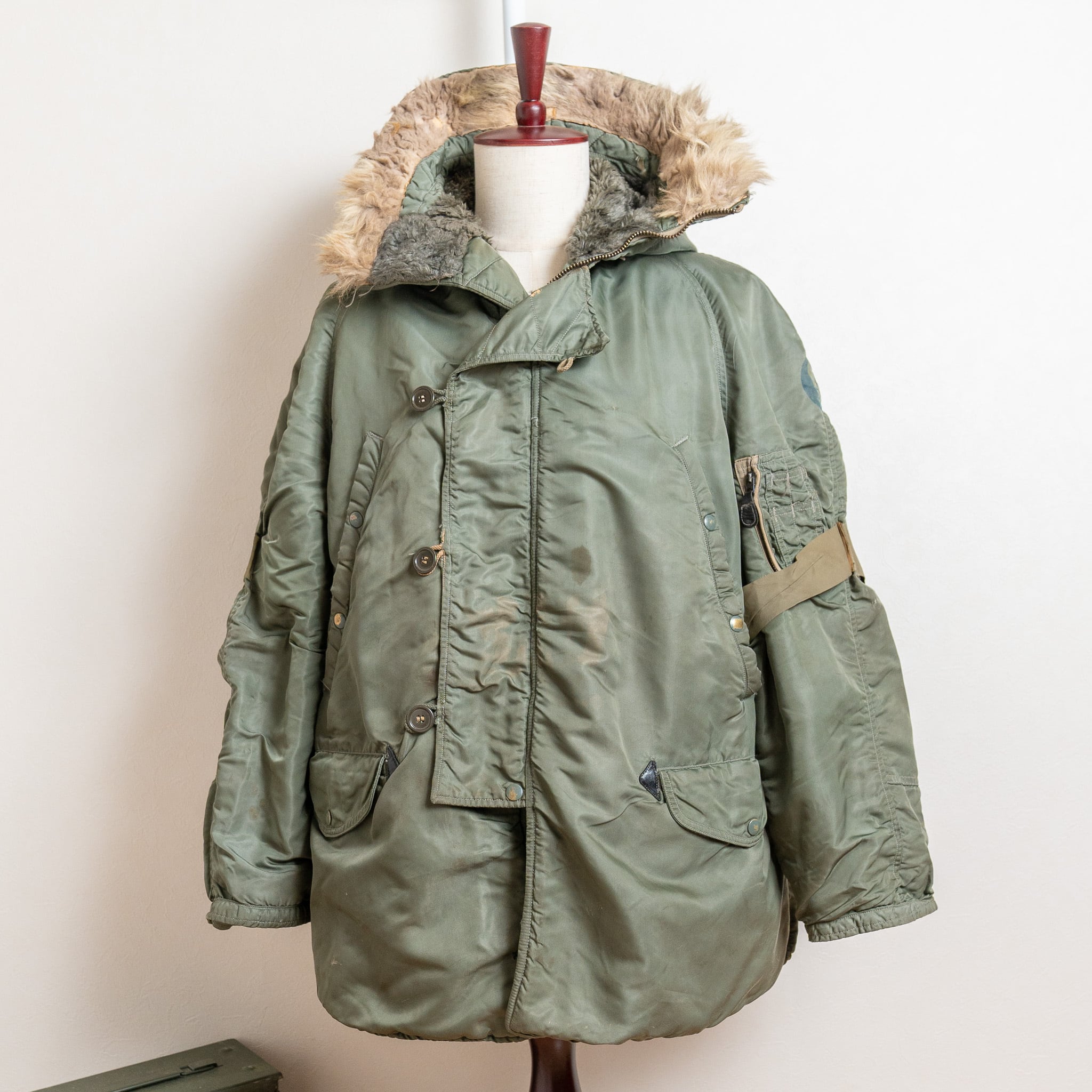 【USED】"MEDIUM" USAF N-3B FLIGHT JACKET No.381 実物 US Air Force リフレクターカスタム アメリカ空軍 フライトジャケット コヨーテファー 60年代 希少 レア