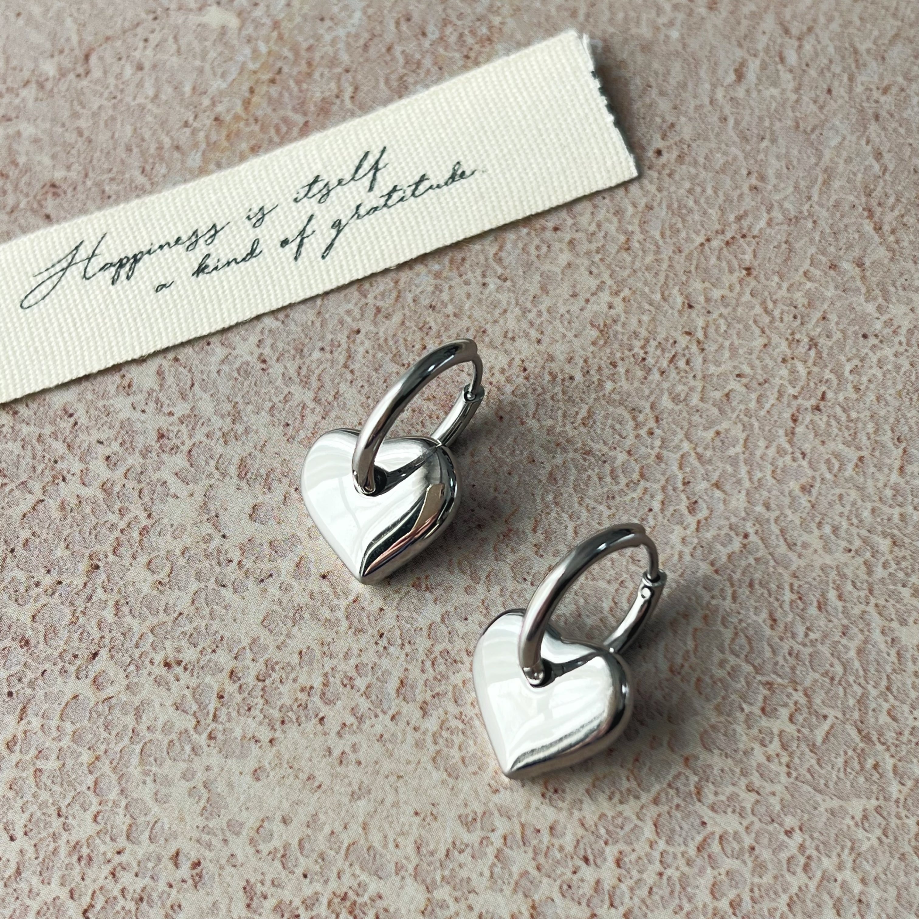 新作】シルバー925 ハートのフープピアス シルバー シンプル 付けっ