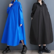 バックオープン ロング シャツワンピース 00188