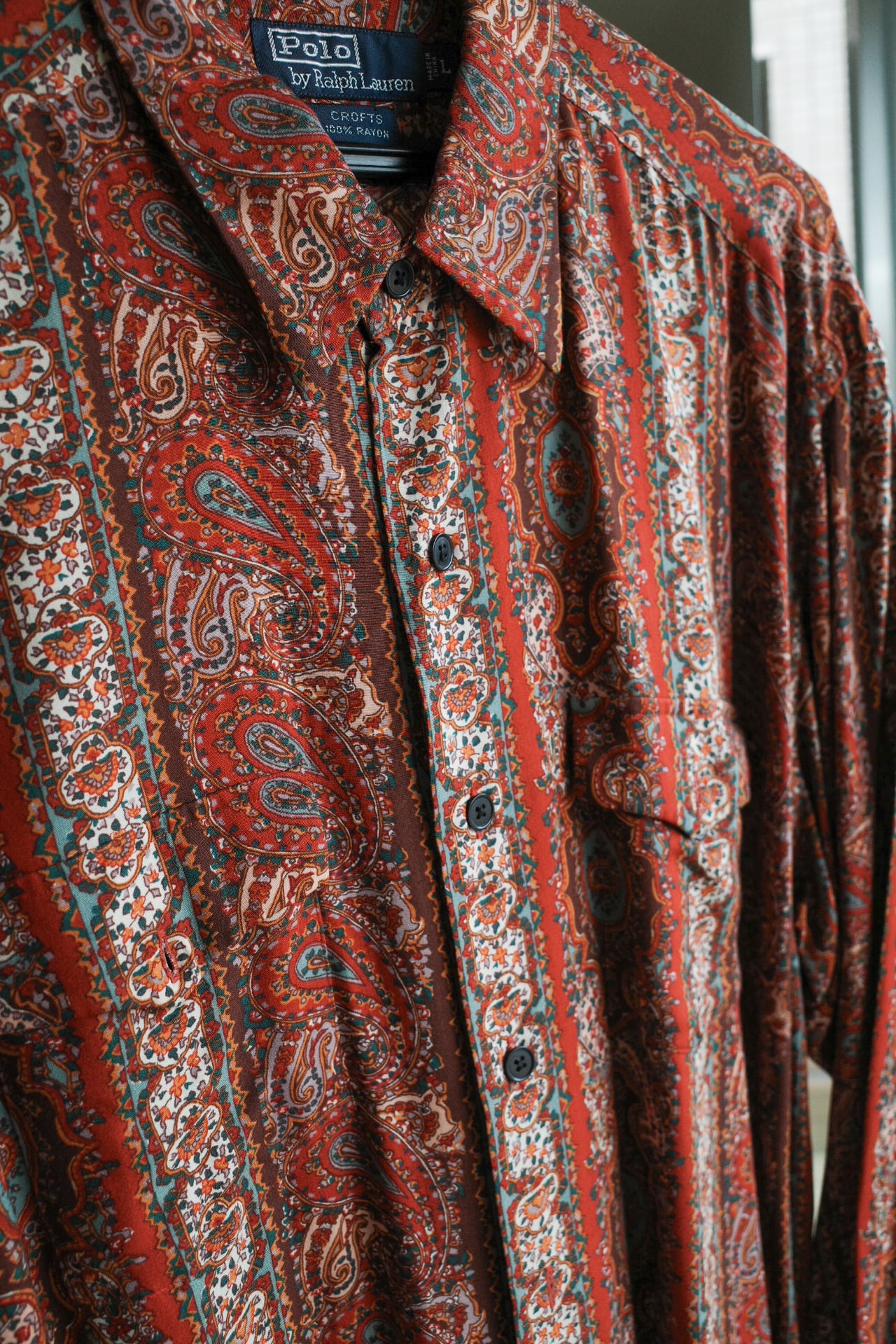 極美品】90s Ralph Lauren special rayon shirt big size L/S 