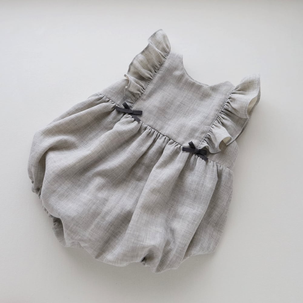 フリル ロンパース ダブルガーゼ グレー