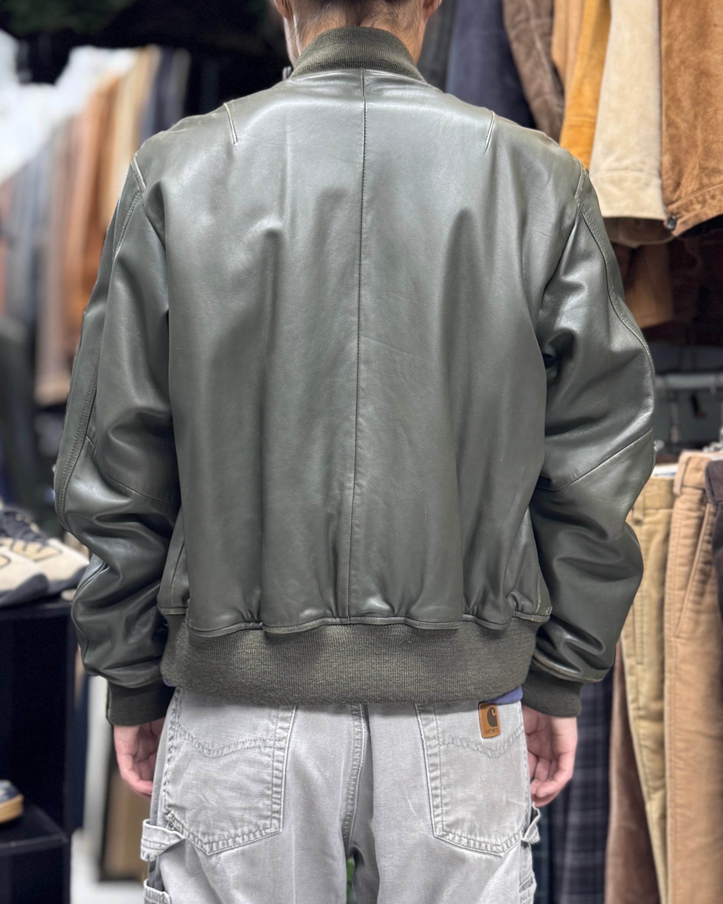 90s Polo by Ralph Lauren レザー MA-1 ジャケット Special!!】90's Polo by Ralph Lauren Leather Jacket ''MA-1 Type