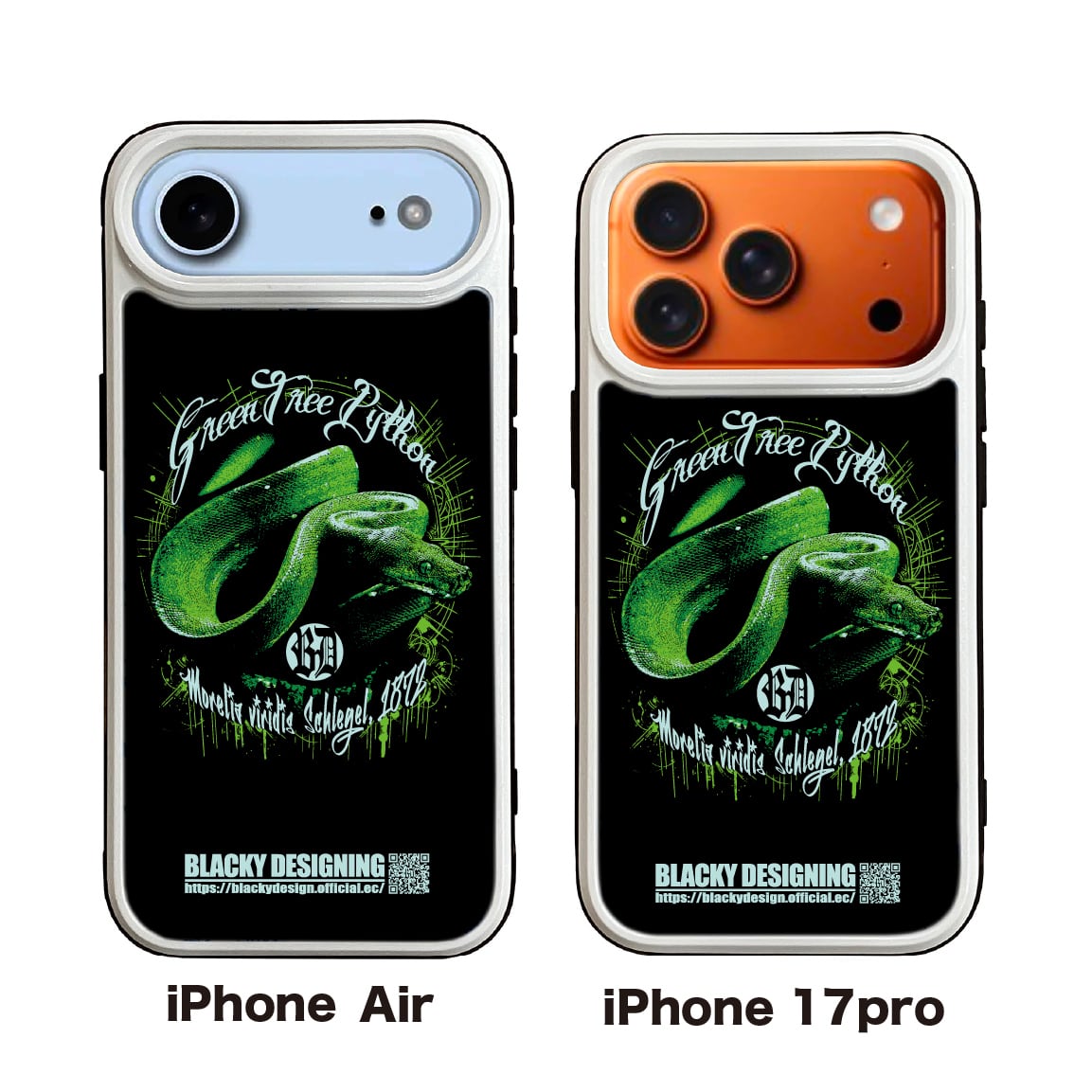 グリーンパイソン 強化ガラス製iPhoneケース(送料無料) | Blacky Designing