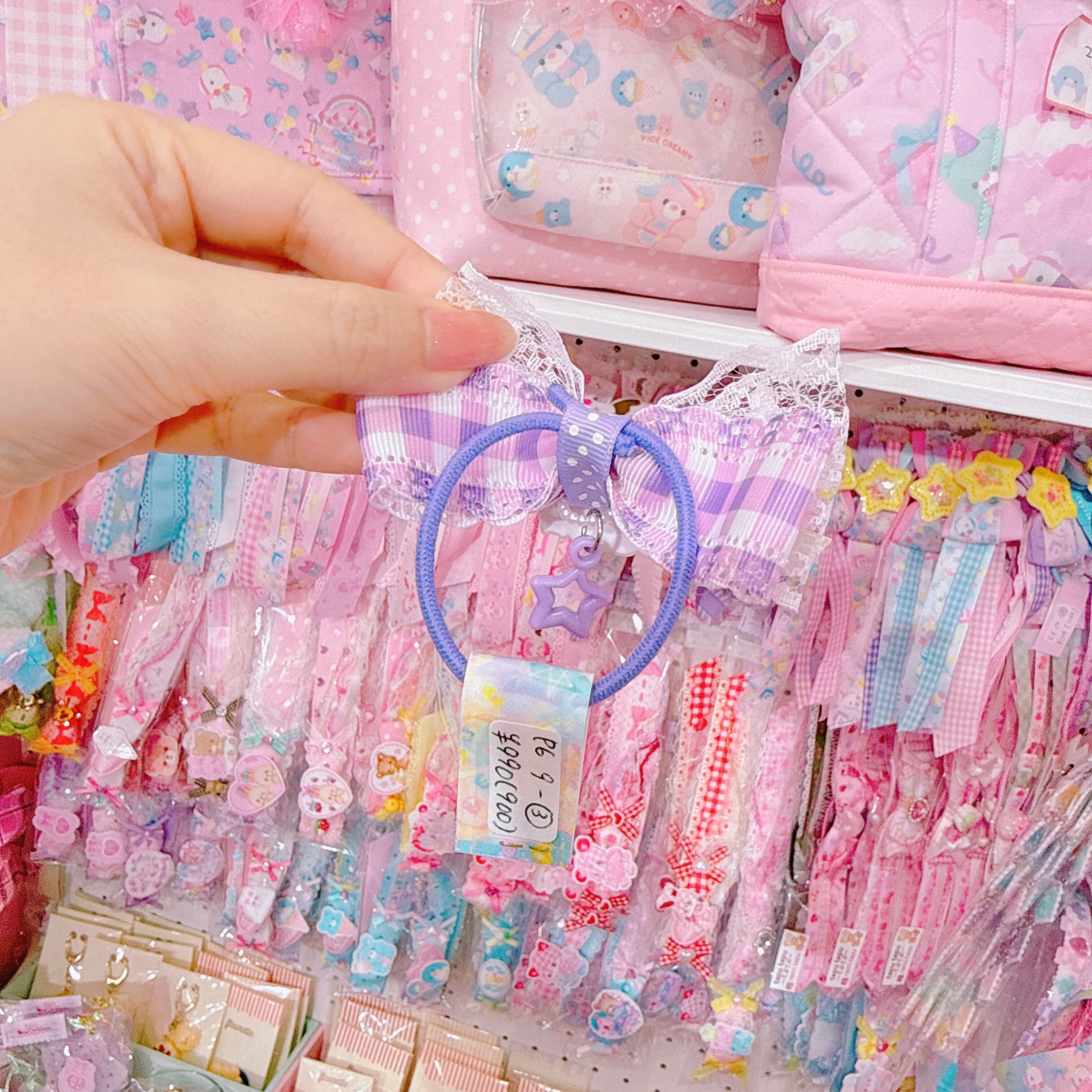 【P6】9-3チェックリボンヘアゴム