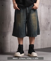 ◆12ozデニム オーバーダイ ワイドショーツ◆yn-207tiw