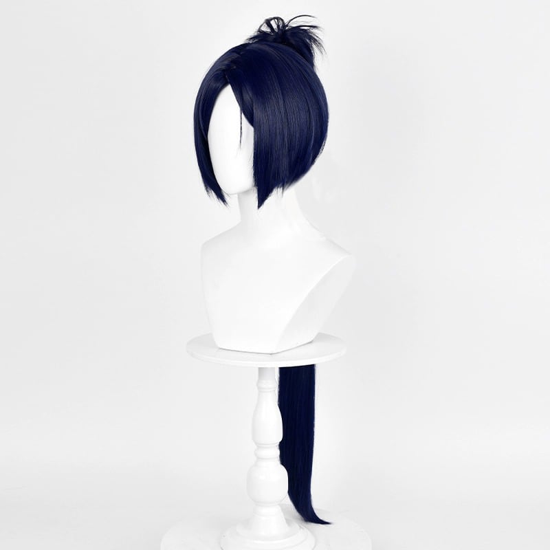 コスプレ耐熱ウィッグ ネイビー ロング バンス付き ウィッグ ☆家庭