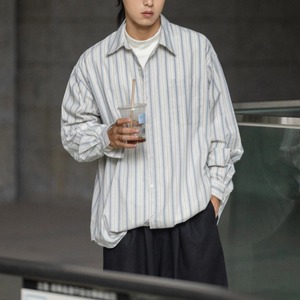 Stripe pattern oversized shirt 0193