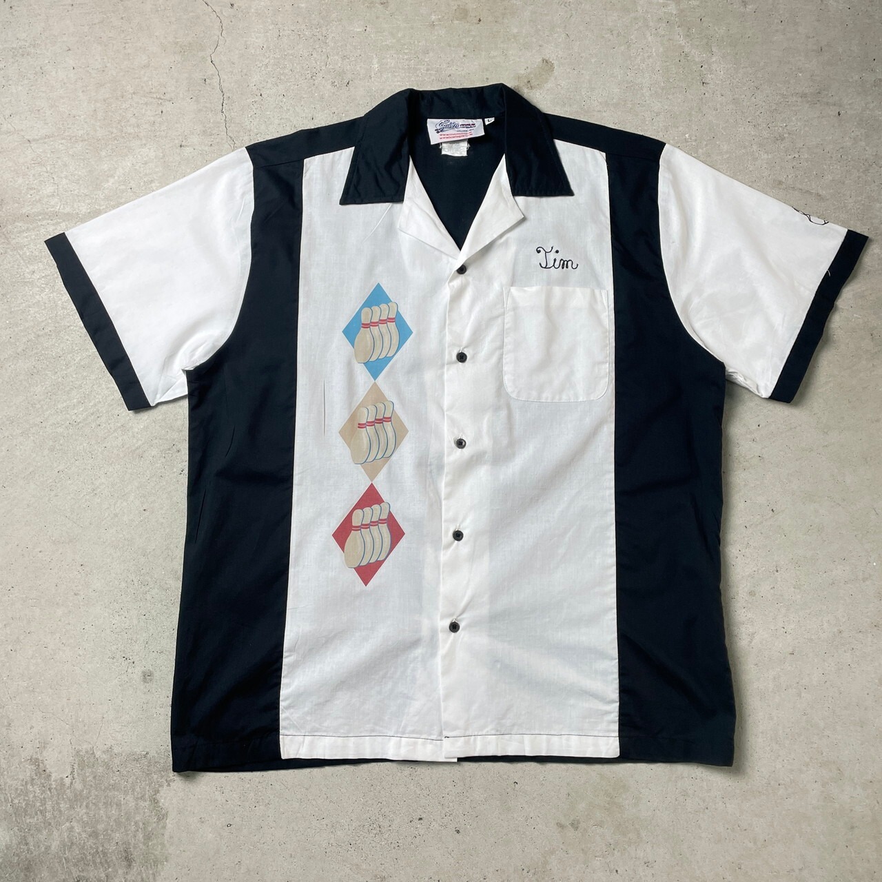 00年代 Cruisin USA クルージン ワンポイント刺繍 プリント ボウリング 