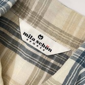 リネン混 mila schon SPORTS ミラショーン チェック BD ボタンダウン 開襟 半袖シャツ165~175/メンズ ゴルフ