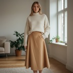 BORDERS at BALCONY BIAS WOOL SKIRT ボーダーズアットバルコニー　バイアスウールスカート
