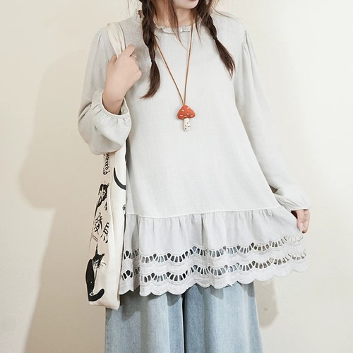 2色／裾カットワーク刺繍インナートップス ・12348