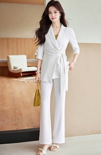 ETRE TOKYO ウエストギャザーバルーンカットパンツ ホワイト 白 ルーズ