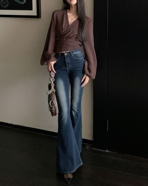 ウエストマークボリュームスリーブシャツ A0822