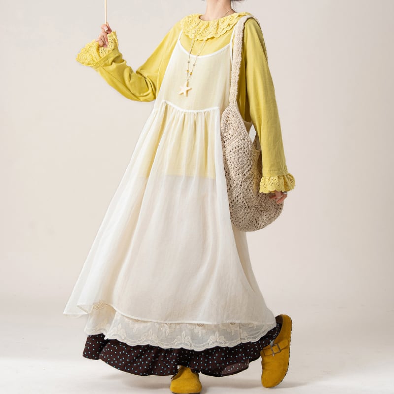 透かし編みチュールキャミワンピース M2188