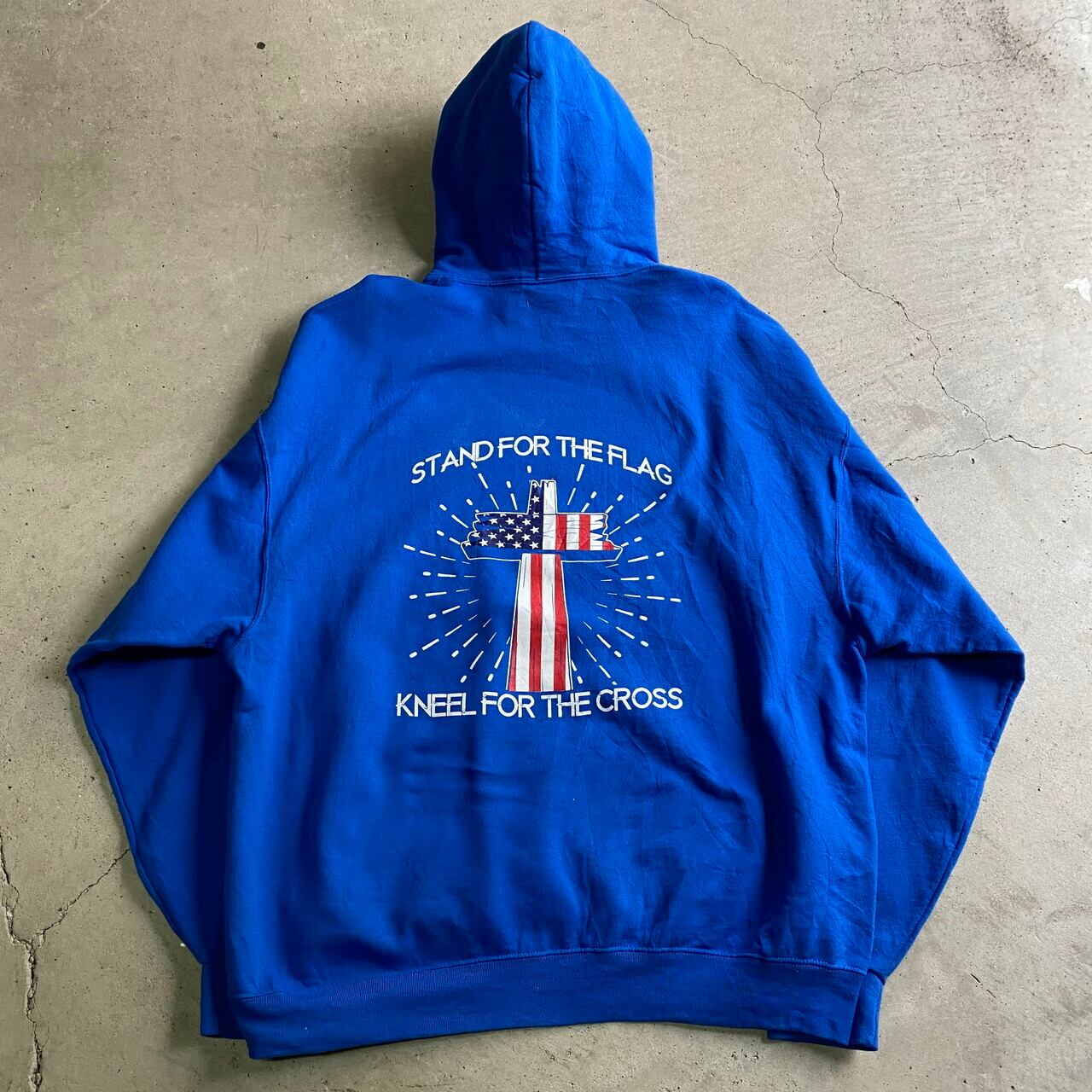 ビッグサイズ Nathan Koorey Stand For The Flag バックプリント プルオーバーパーカー メンズ2xl 古着 スウェット パーカー ブルー 青色 パーカー Ws22 15 Cave 古着屋 公式 古着通販サイト