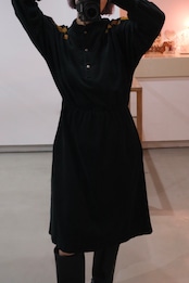 Black corduroy long sleeve shirt dress