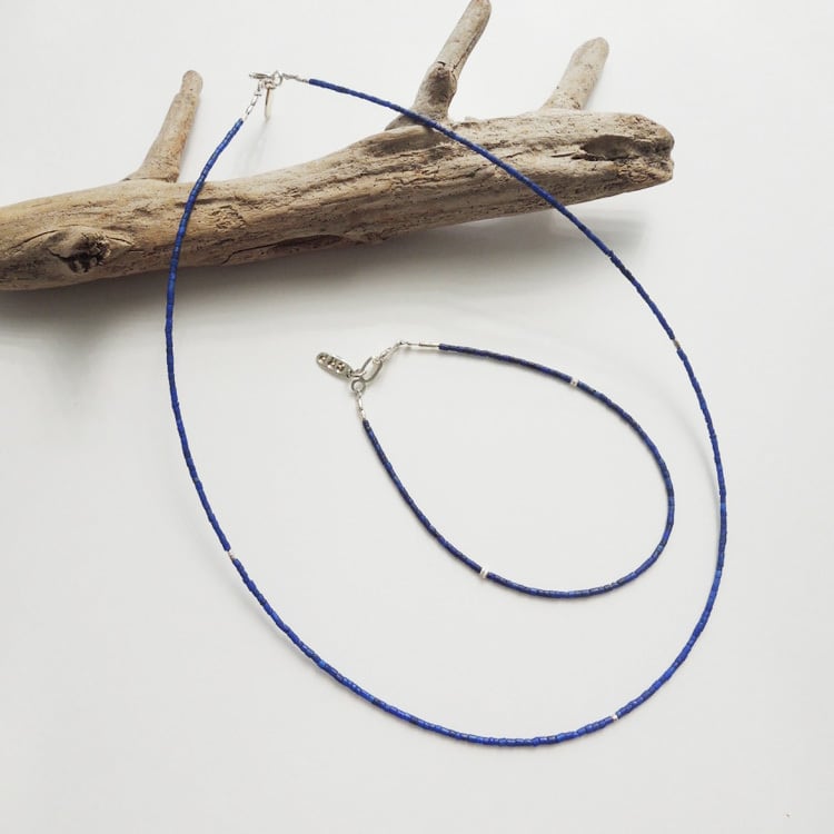 N_007 Lapis necklace／B_007 Lapis bracelet | Cherry Red Pieces