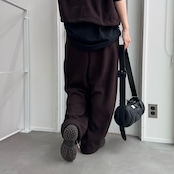 ワイドシルエット切替フリースPT/ブラウン