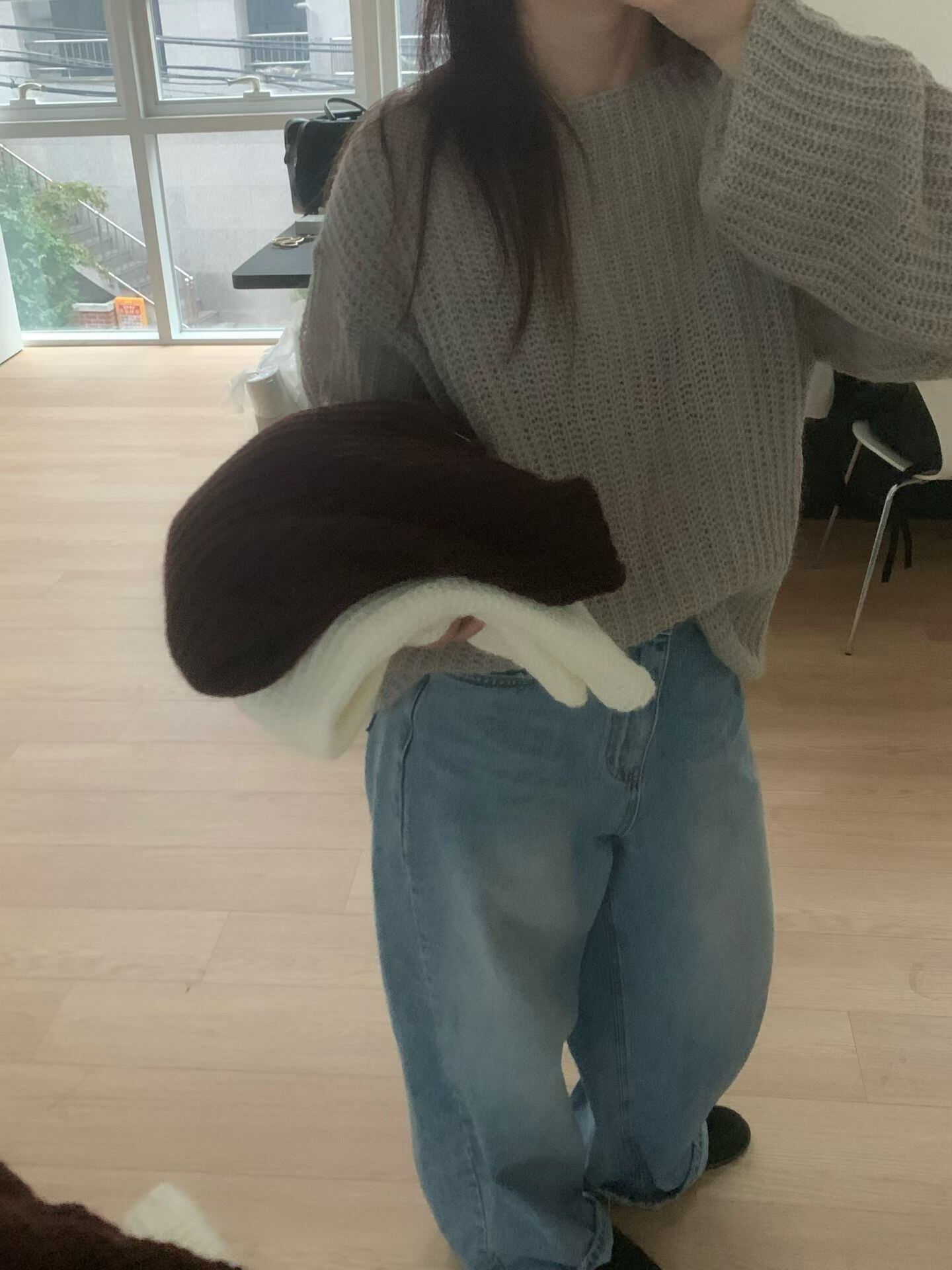 taffeta damage wide denim