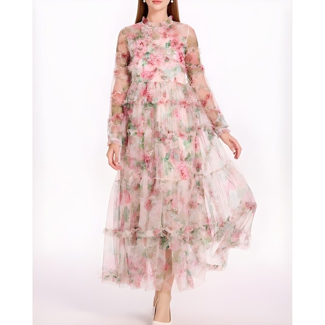 フルールヴェールティアードワンピース L1688