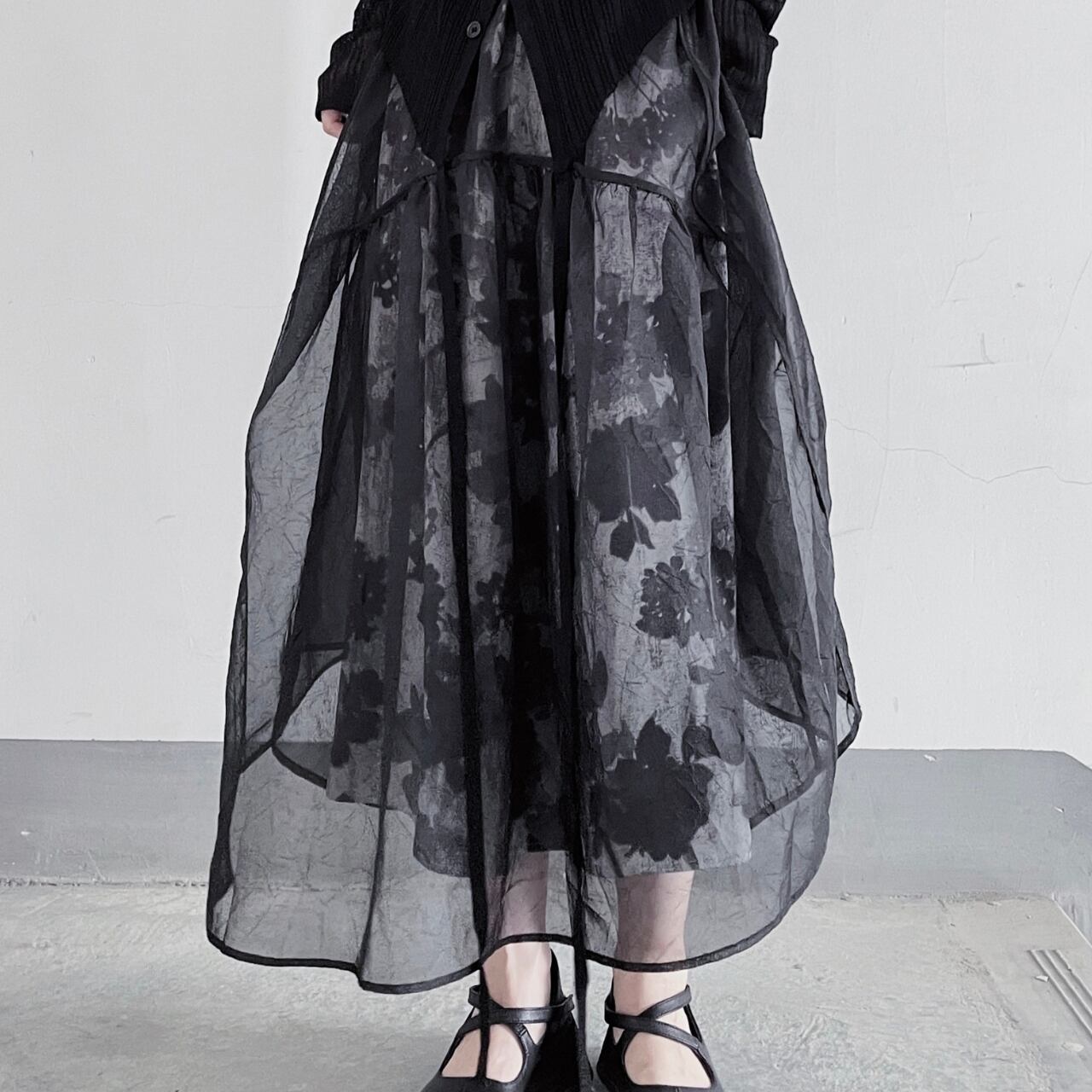 Sheer layered long skirt S1497