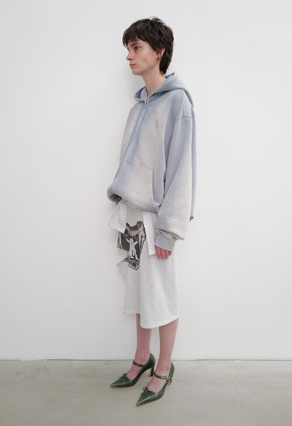 OPEN YY] POCKET WASHED BOX HOODIE, BLUE 正規品 韓国ブランド 韓国