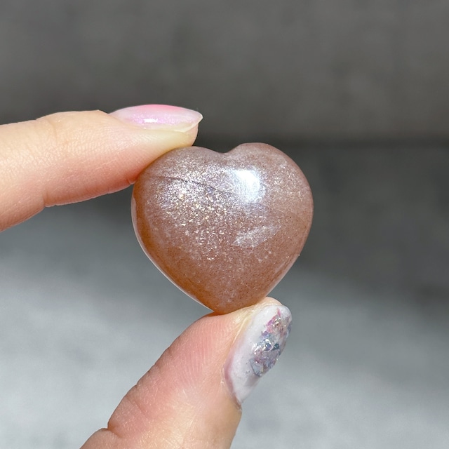 ピーチサン＆ムーンストーン ハート04◇Peach Sun & Moon Stone Heart◇ 天然石・鉱物・パワーストーン