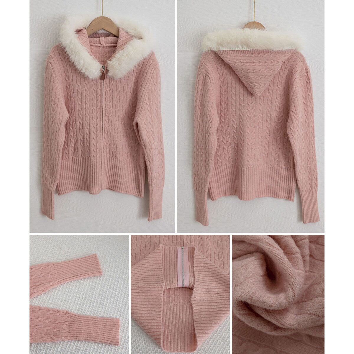 ケーブルニット カーディガン フード付き レディース 秋冬 韓国 きれいめ 大人 かわいい ケーブル編み 長袖 前開き ジップニット おしゃれ アウター トップス 羽織り 大人可愛い 大人女子