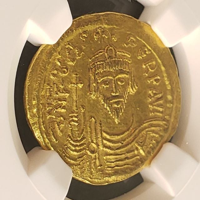 【ChAUフルカウント】 ビザンツ帝国 602-610年 ソリダス金貨 NGC