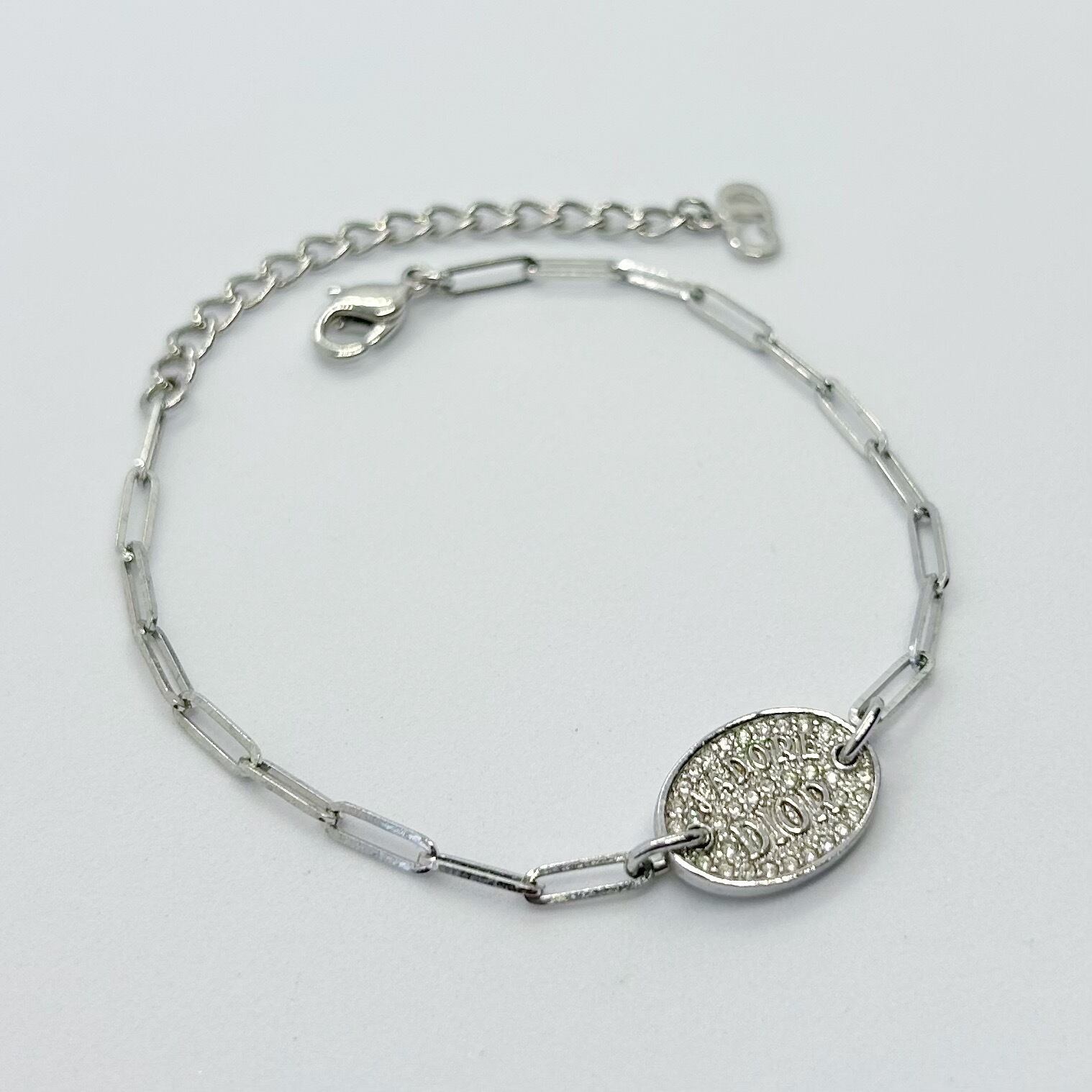 B6012】Christian Dior logo rhinestone bracelet/クリスチャン