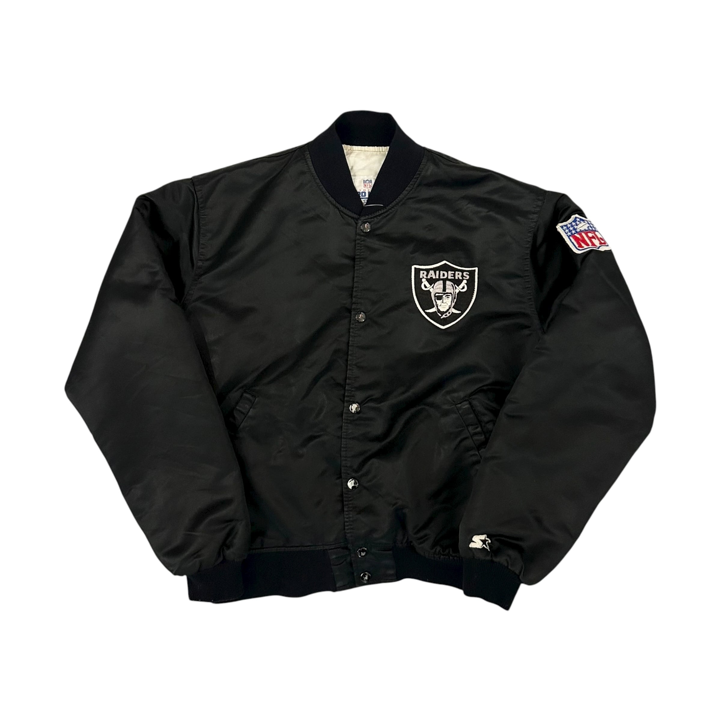 極美品  × NFL RAIDERS stadium jacket Jaqueta de Zíper NFL Las Vegas Raiders Classic Pro Standard