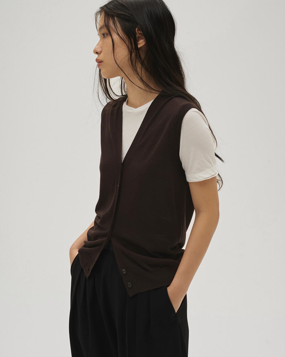 TODAYFUL Tencelsilk Knit Vest テンセルシルクニットベスト Dark