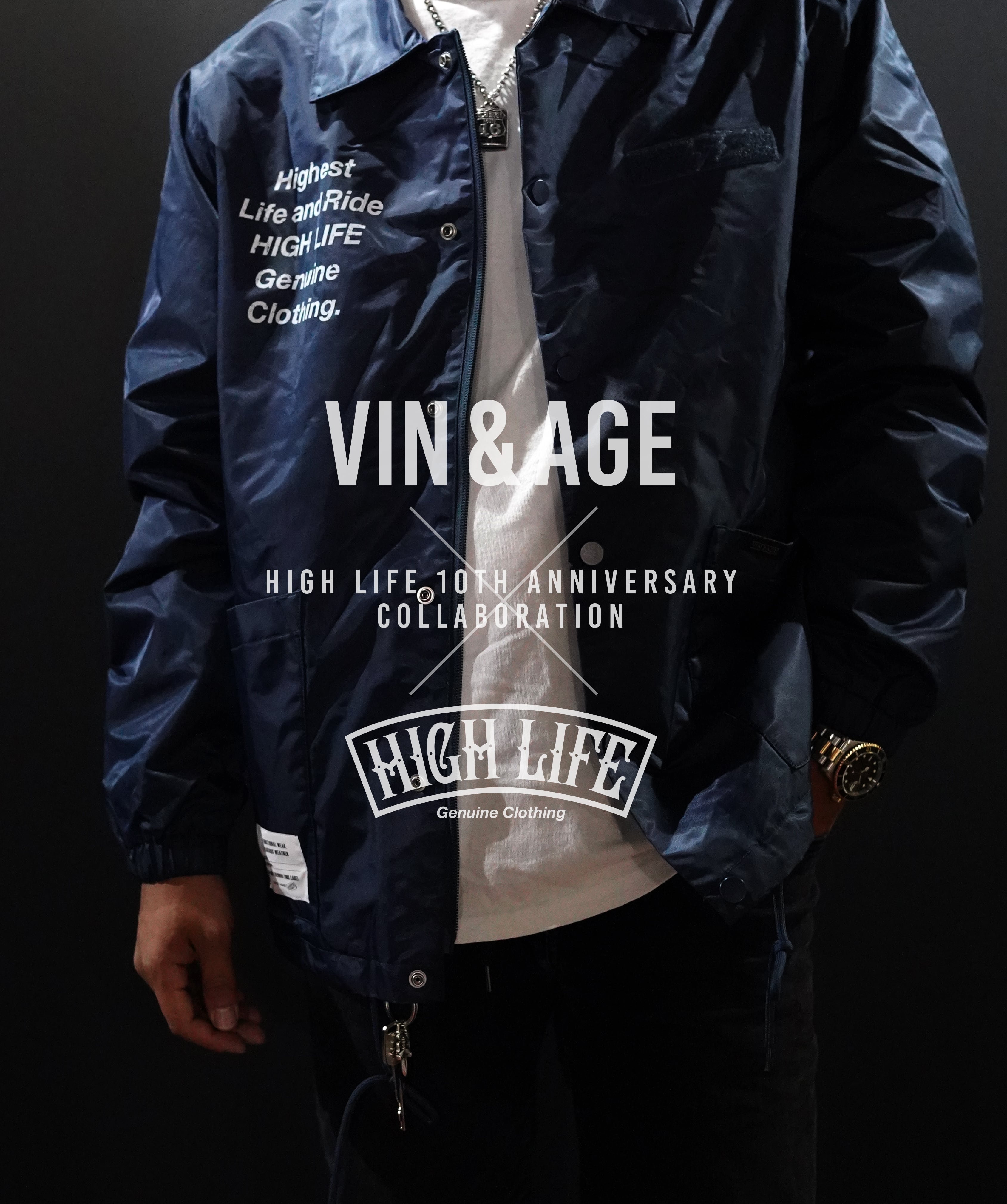 【Vin & Age × HIGH LIFE】ベンチレーションコーチジャケット【NAVY】 | highlife powered by BASE
