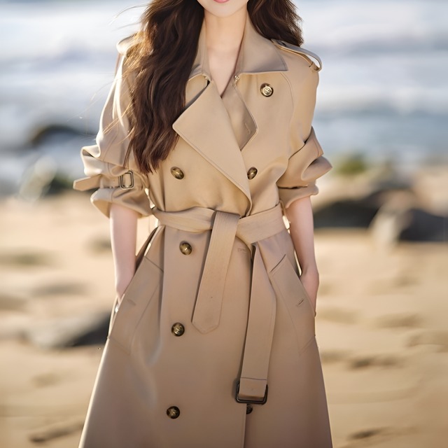 フレンチレトロミドル丈トレンチコート (3Colors)　BM0874