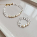 Rose Pearl ring　淡水パールxスターピンククォーツリング