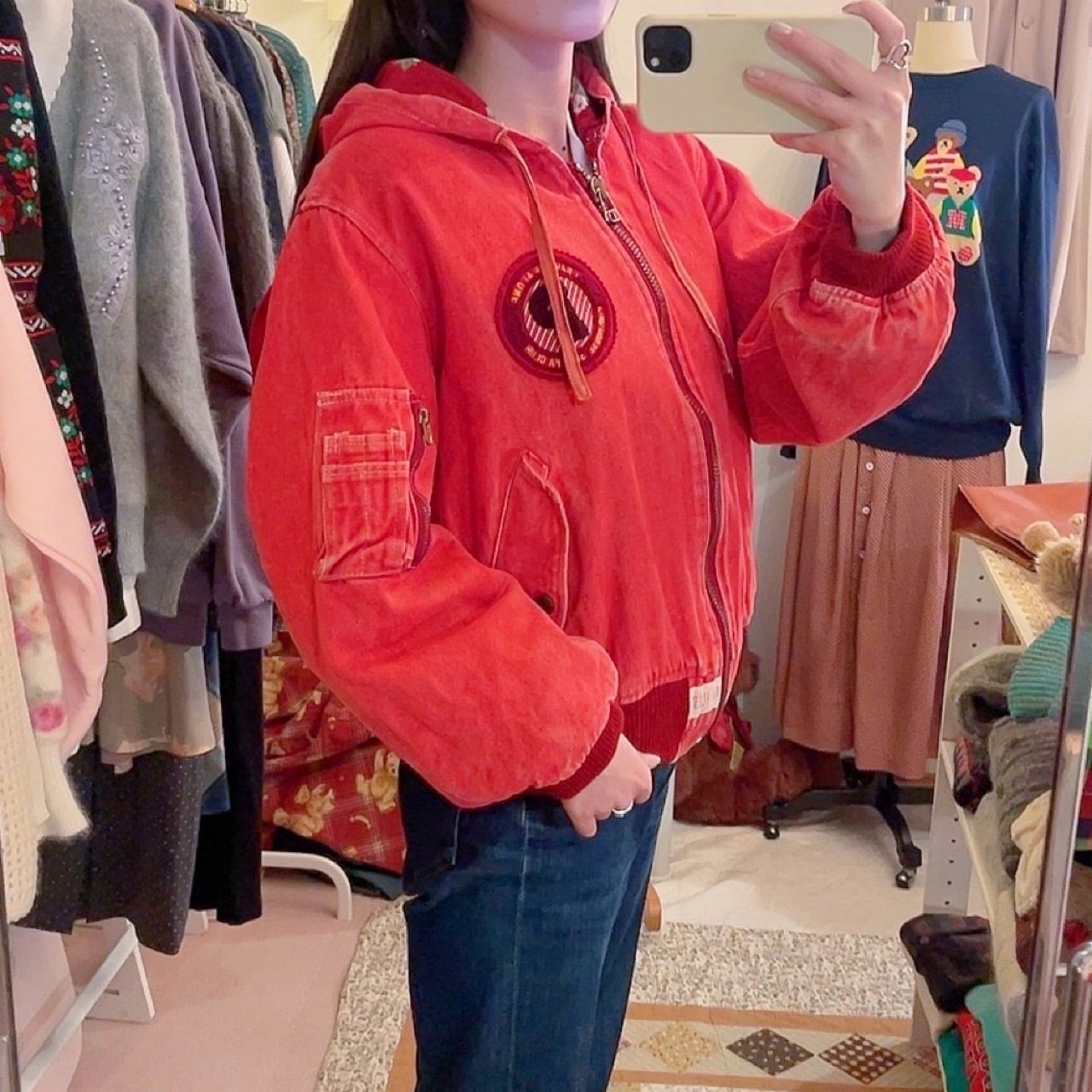 PINKHOUSE / red flower quilting blouson