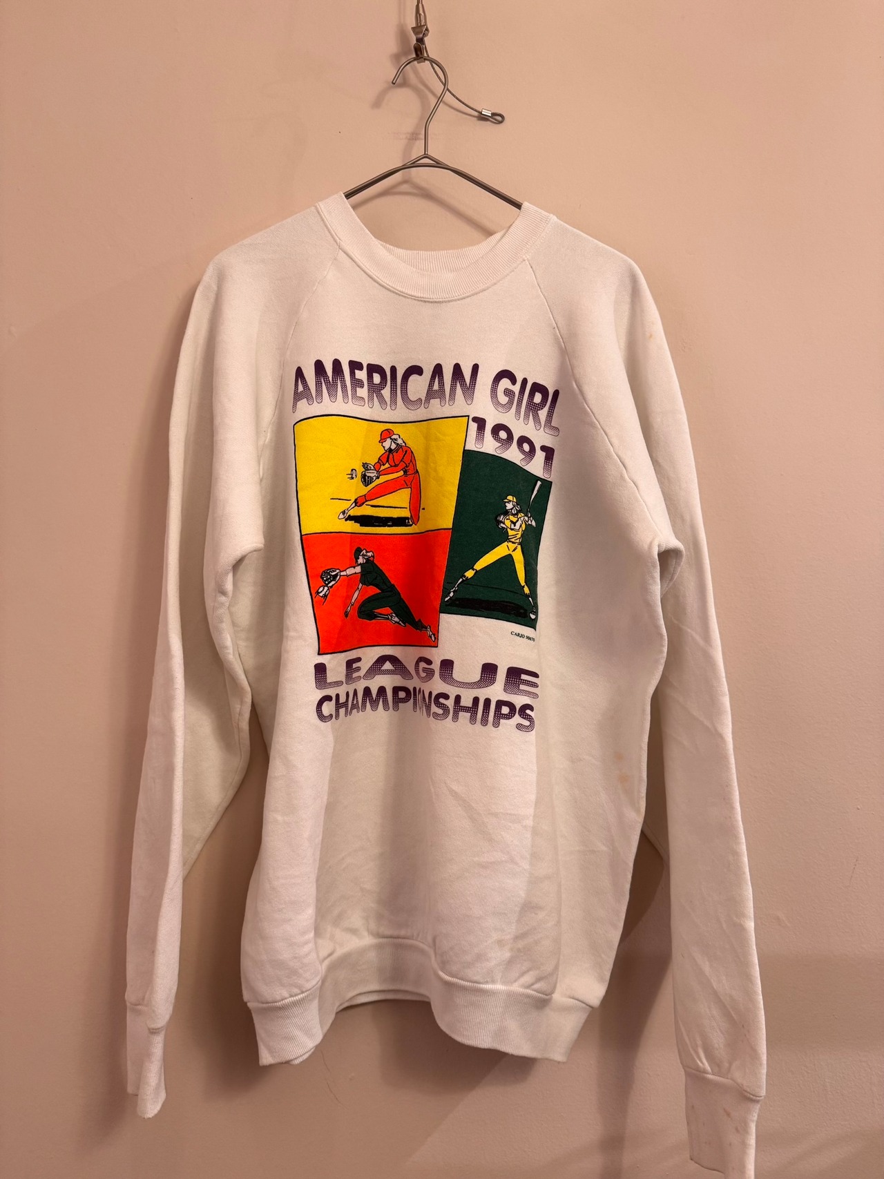 1991年 AMERICAN GIRL LEAGUE CHAMPIONSHIPS USA製 FRUIT OF THE LOOM ラグラン スウェット