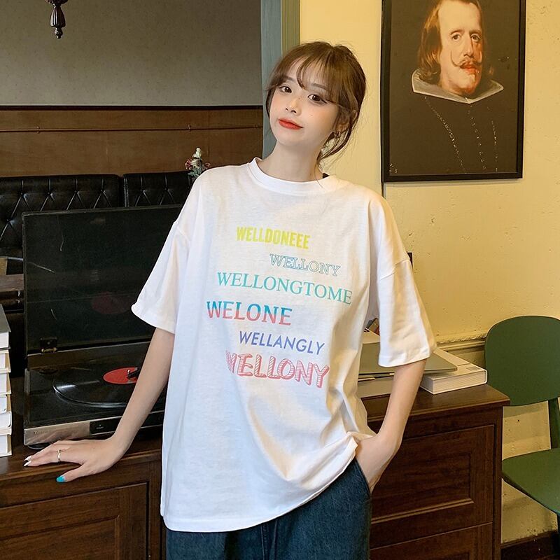 Tシャツ スプリングサマールーズホワイトトップス レッド 春物 夏物 YY-ファッション56334660205